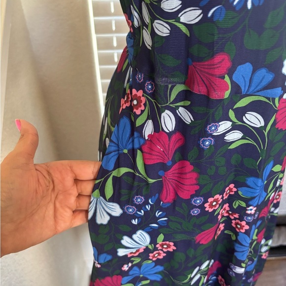 Draper James Blue and Red Puff Sleeve Asymmetrical Sundress - Picture 8 of 14